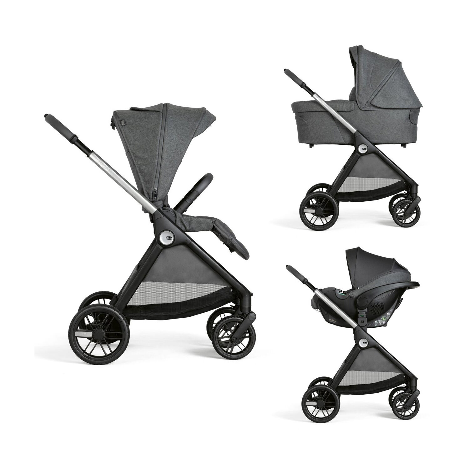 Chicco Καρότσι Μωρού Trio Bellagio Black Satin για Παιδί έως 22kg