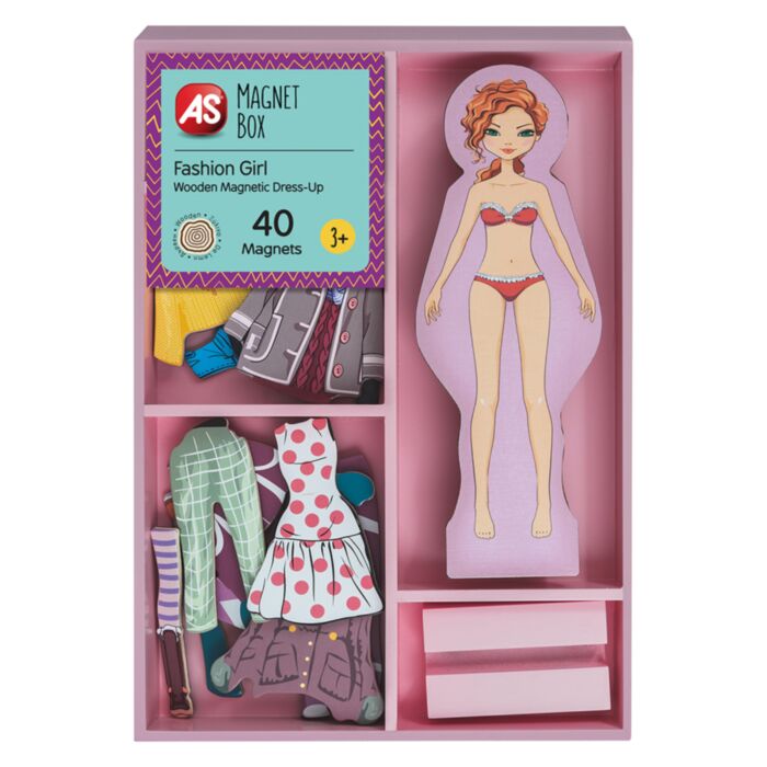 AS Magnet Box Fashion Girl Dress-Up 40 Εκπαιδευτικοί Ξύλινοι Μαγνήτες Για 3+ Χρονών