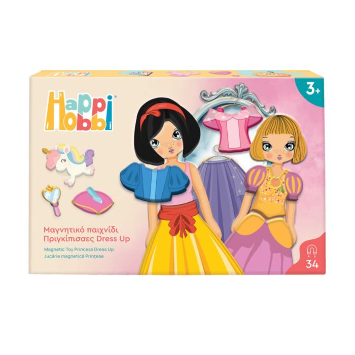 HappiHobbi Princesses Dress Up 34 Educational Paper Magnets For Ages 3+