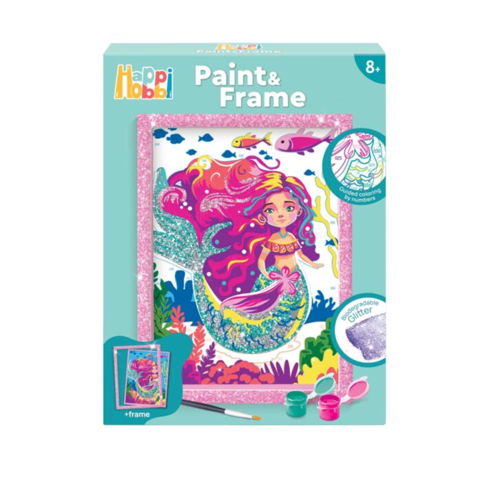 HappiHobbi Paint & Frame Paint by Numbers Mythical Mermaid For Ages 8+