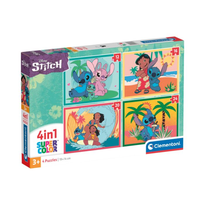 Clementoni Kids Puzzle 4 in 1 Super Color Disney Stich 12-16-20-24 pcs