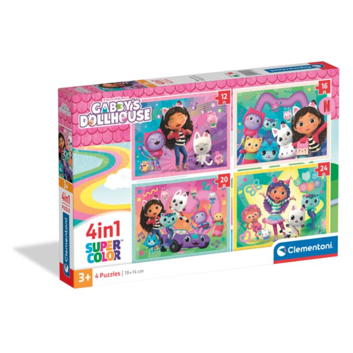 Clementoni Kids Puzzle 4 in 1 Super Color Gabby's Dolhouse 12-16-20-24 pcs