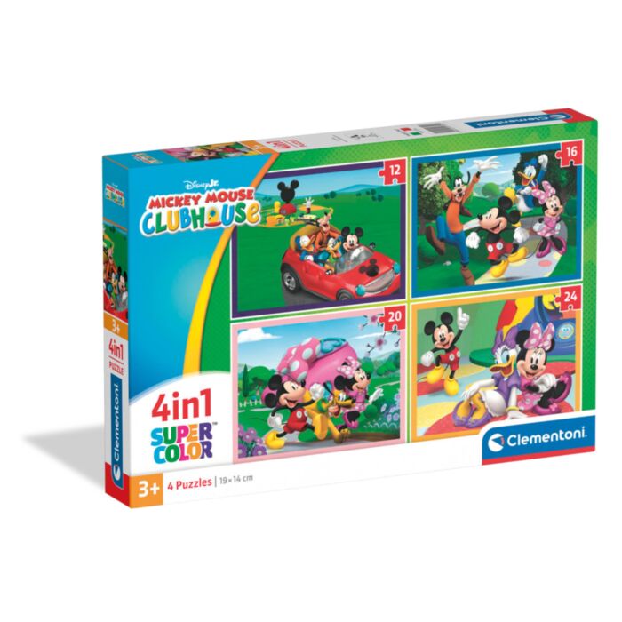 Clementoni Kids Puzzle 4 in 1 Super Color Disney Mickey Mouse Club House 12-16-20-24 pcs