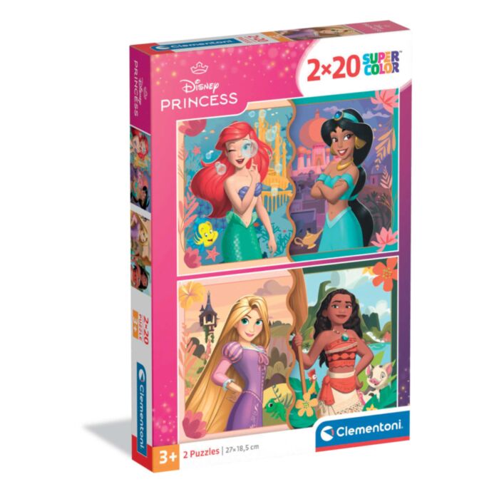 Clementoni Kids Puzzle Super Color Disney Princess 2x20 pcs