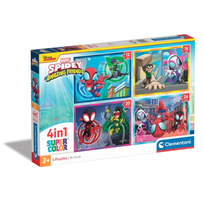 Clementoni Παιδικό Παζλ 4 in 1 Super Color Marvel Spidey Και Οι Απίθανοι Φίλοι Του 12-16-20-24 τμχ