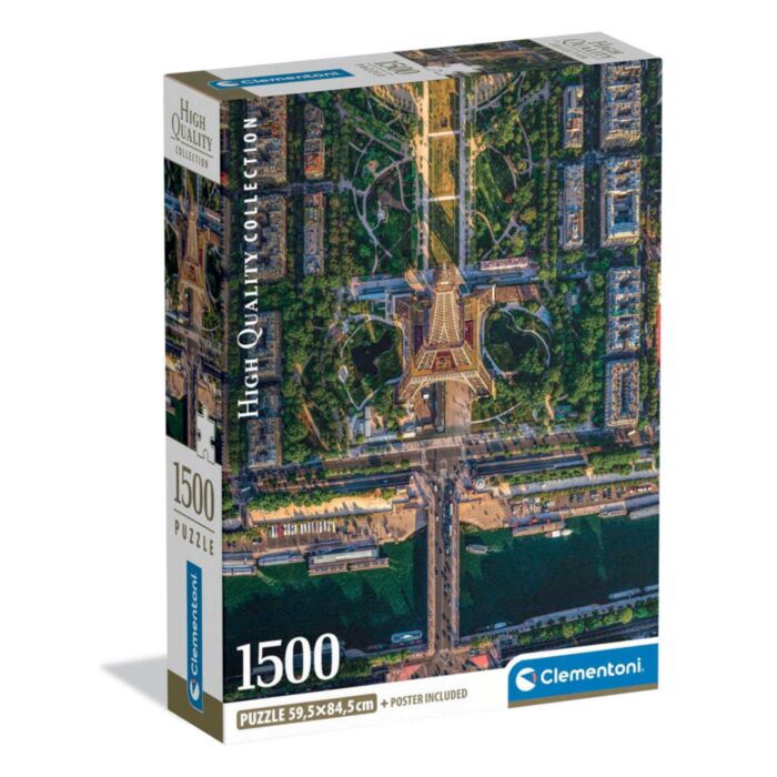 Clementoni Puzzle High Quality Collection Flying Over Paris 1500 pcs - Compact Box