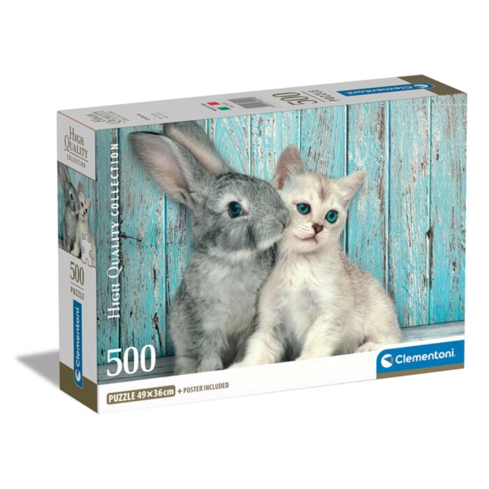 Clementoni Παζλ High Quality Collection Cat And Bunny 500 τμχ - Compact Box