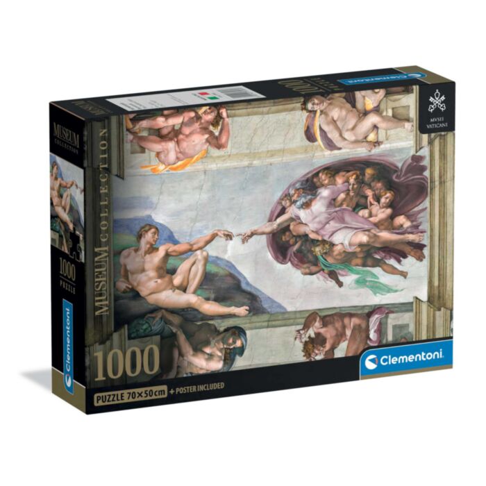 Clementoni Παζλ Museum Collection Michalangelo: Η Δημιουργία του Αδάμ 1000 τμχ - Compact Box