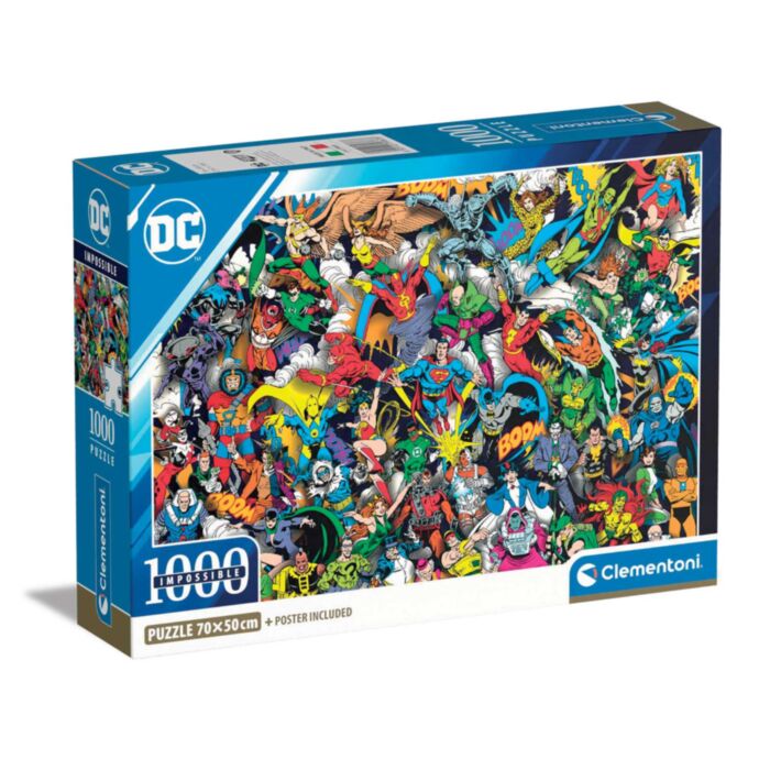 Clementoni Puzzle Impossible DC Comics Justice League 1000 pcs - Compact Box