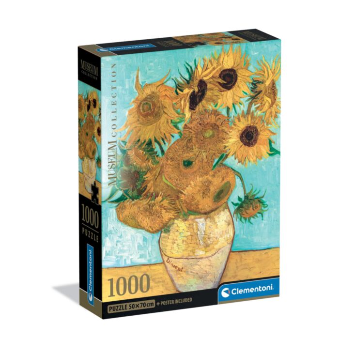 Clementoni Παζλ Museum Collection Vincent Van Gogh: Βάζο με 15 Ηλιοτρόπια 1000 τμχ - Compact Box