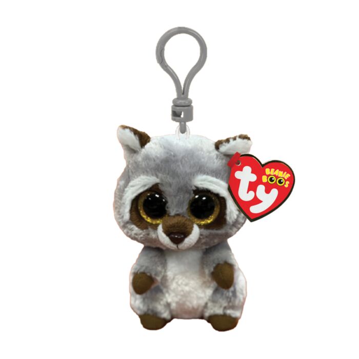 TY Beanie Boos Oakie Χνουδωτό Κλιπ Ρακούν Γκρι 8.5εκ