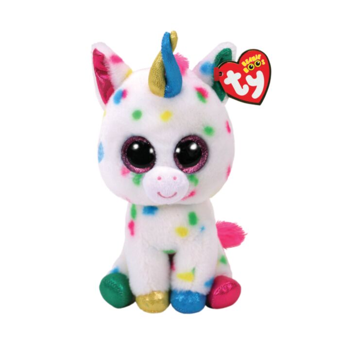 TY Beanie Boos Harmonie Χνουδωτό Μονόκερος Πιτσιλωτός Λευκό 40εκ