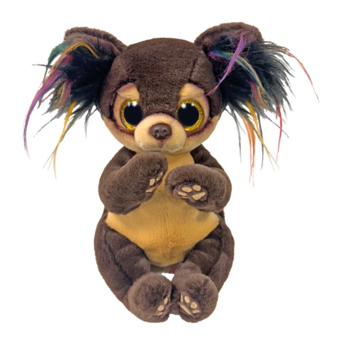 TY Beanie Bellies Plush Dog with Bow Tie Brown 15cm
