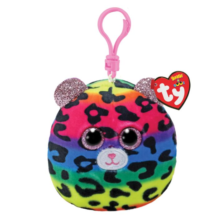 TY Squishy Beanies Dotty Plush Clip Leopard Multicolor