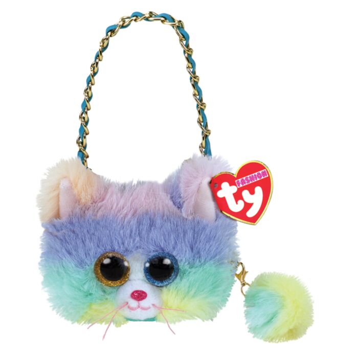 TY Fashion Heather Plush Mini Bag Cat Pastel 