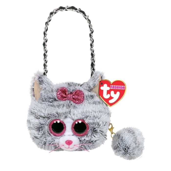 TY Fashion Kiki Plush Mini Bag Cat Striped Grey  