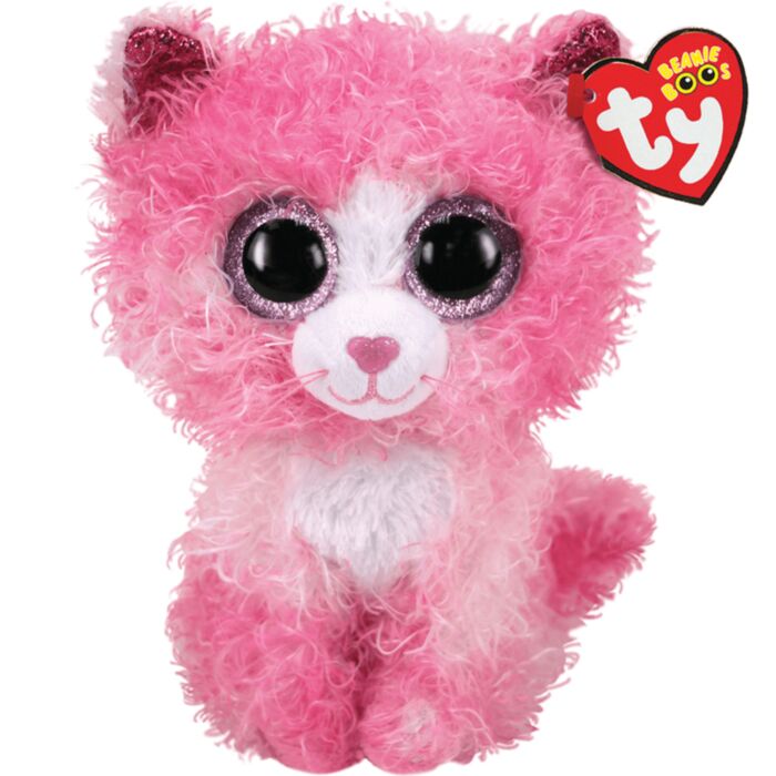 TY Beanie Boos Reagen Χνουδωτή Γατούλα Ροζ 23εκ