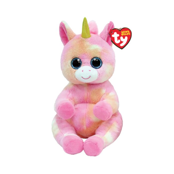 TY Beannie Bellies Skylar Plush Unicorn Pink 23cm