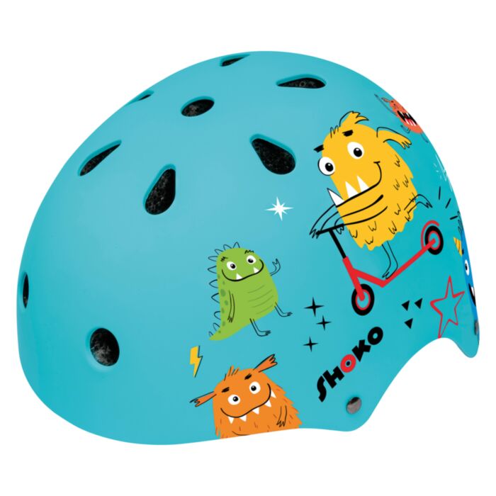Shoko Kids Helmet With Light Minty Monsters