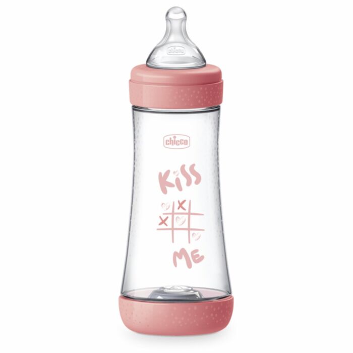 Chicco Plastic Baby Bottle Perfect 5 Anti-Colic with Silicone Nipple Pink 300ml For 4+ Months