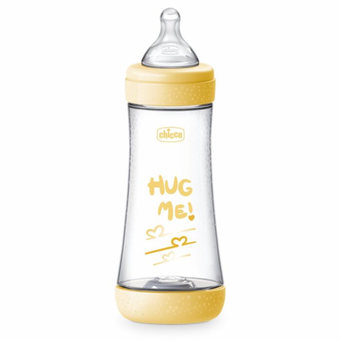 Chicco Plastic Baby Bottle Perfect 5 Anti-Colic with Silicone Nipple Yellow 300ml For 4+ Months