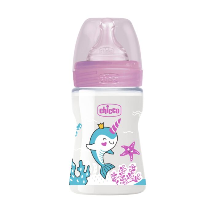 Chicco Plastic Baby Bottle Well Being Anti-Colic Purple 150ml For 0+ Months