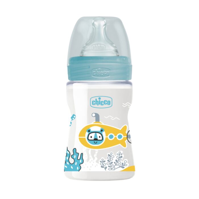 Chicco Plastic Baby Bottle Well Being Anti-Colic Blue 150ml For 0+ Months