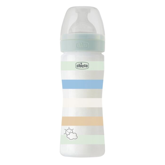 Chicco Plastic Baby Bottle Well Being Anti-Colic Blue 250ml For 2+ Months