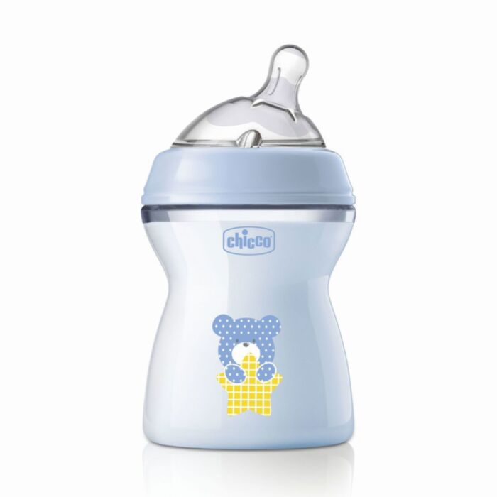 Chicco Plastic Baby Bottle Natural Feeling Anti-Colic Blue 250ml For 2+ Months