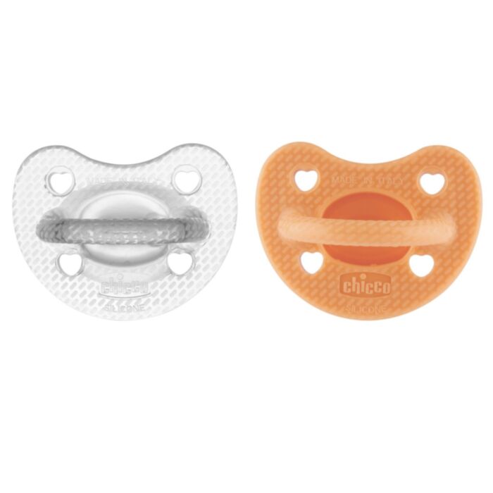 Chicco Soft Luxe PhysioForma Pacifiers Orange - Gray for 6-16 Months 2 pcs