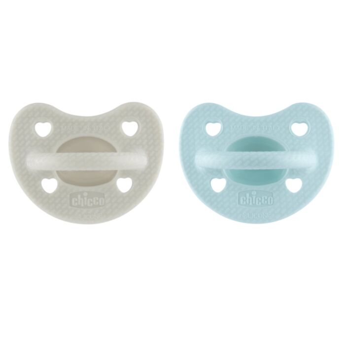 Chicco Soft Luxe PhysioForma Pacifiers Green - Gray for 6-16 Months 2 pcs