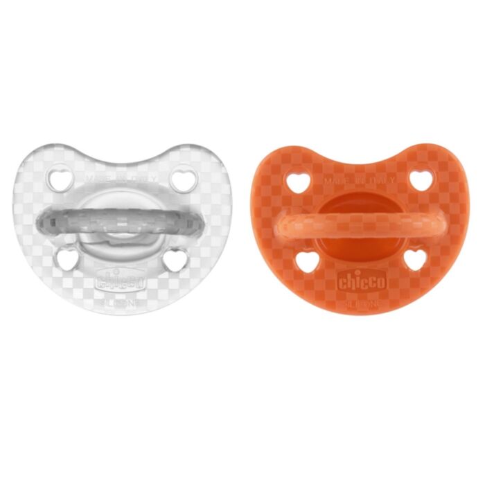 Chicco Soft Luxe PhysioForma Pacifiers Orange - Gray for 16-36 Months 2 pcs