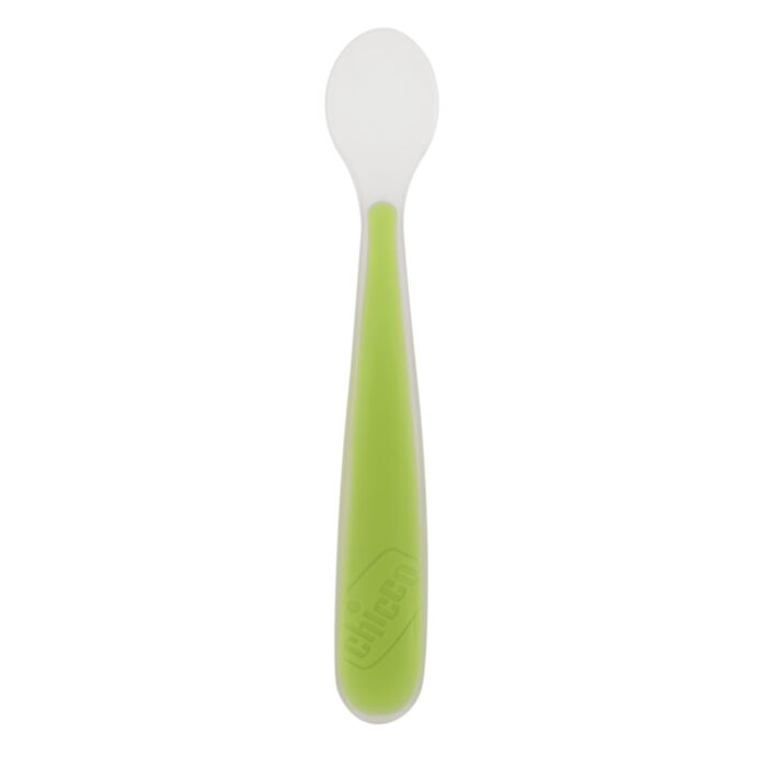 Chicco Soft Silicone Baby Spoon Green for 6+ Months