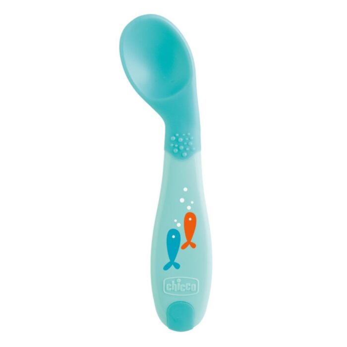 Chicco Soft Silicone Baby Spoon Green for 8+ Months