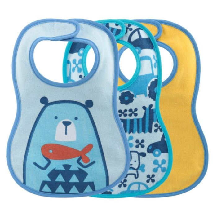 Chicco Easy Meal Fabric Bib Blue for 6+ Months 3 pcs