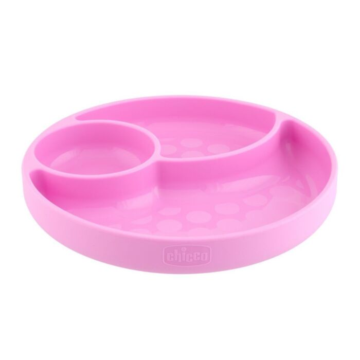 Chicco Silicone Plate with Compartments Pink for 12+ Months