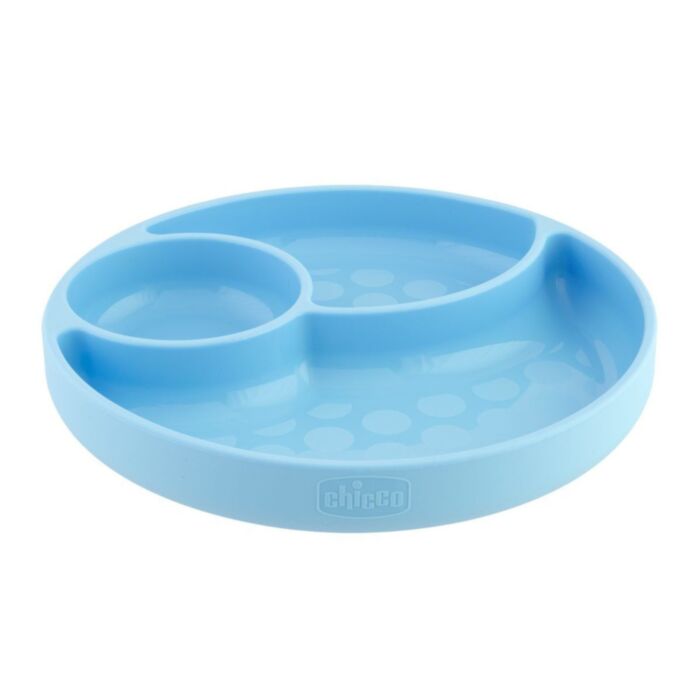 Chicco Silicone Plate with Compartments Blue for 12+ Months
