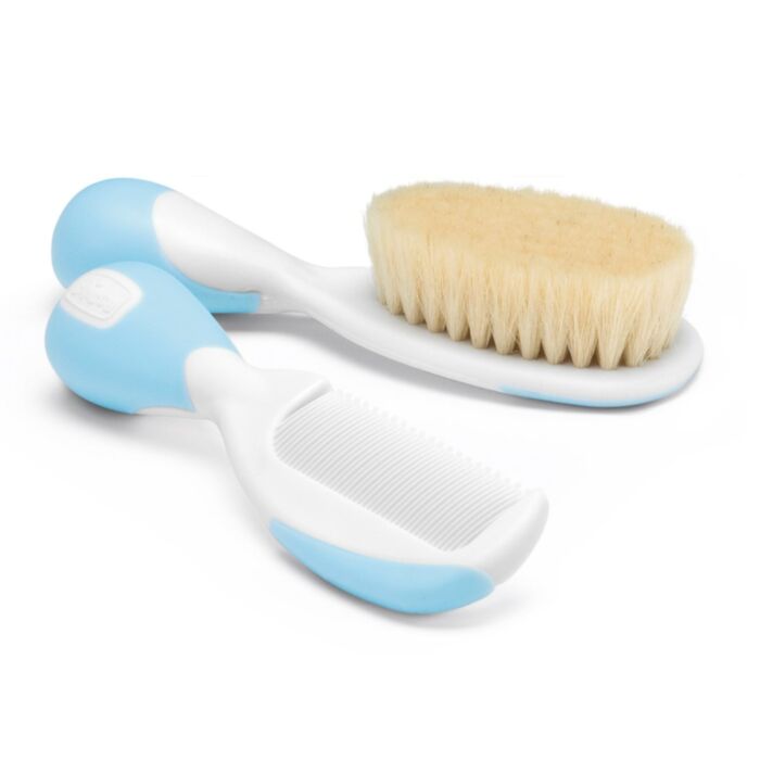 Chicco Baby Brush & Comb with Natural Bristles Light Blue for 0+ Months