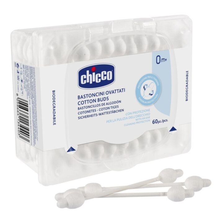 Chicco Βρεφικές Μπατονέτες Βιοδιασπώμενες Ασφαλείας 60τμχ