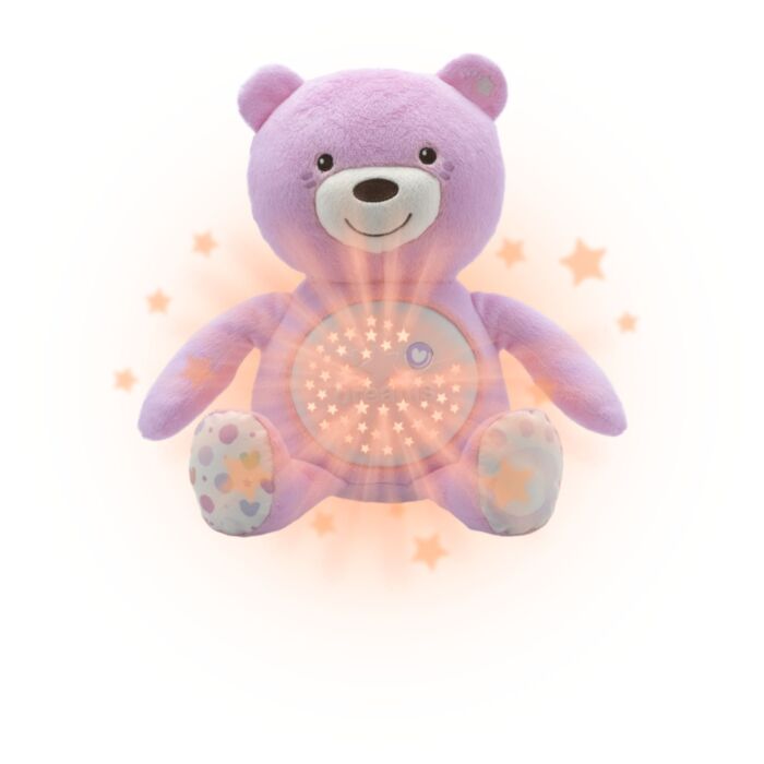 Chicco Βρεφικό Αρκουδάκι με Προβολέα Baby Bear Ροζ Για 0+ 